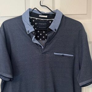 Denim & Flower Navy/blue polo w/pocket accent